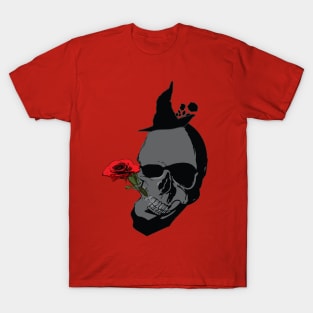 skeleton head and red rose T-Shirt